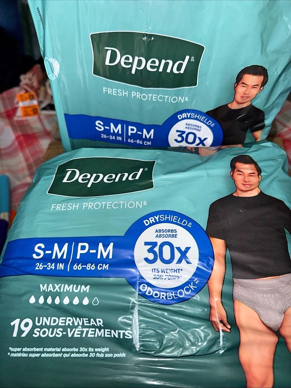 2- Depend Fresh Protection Underwear Men's Underwear Size Small- Medium NWT